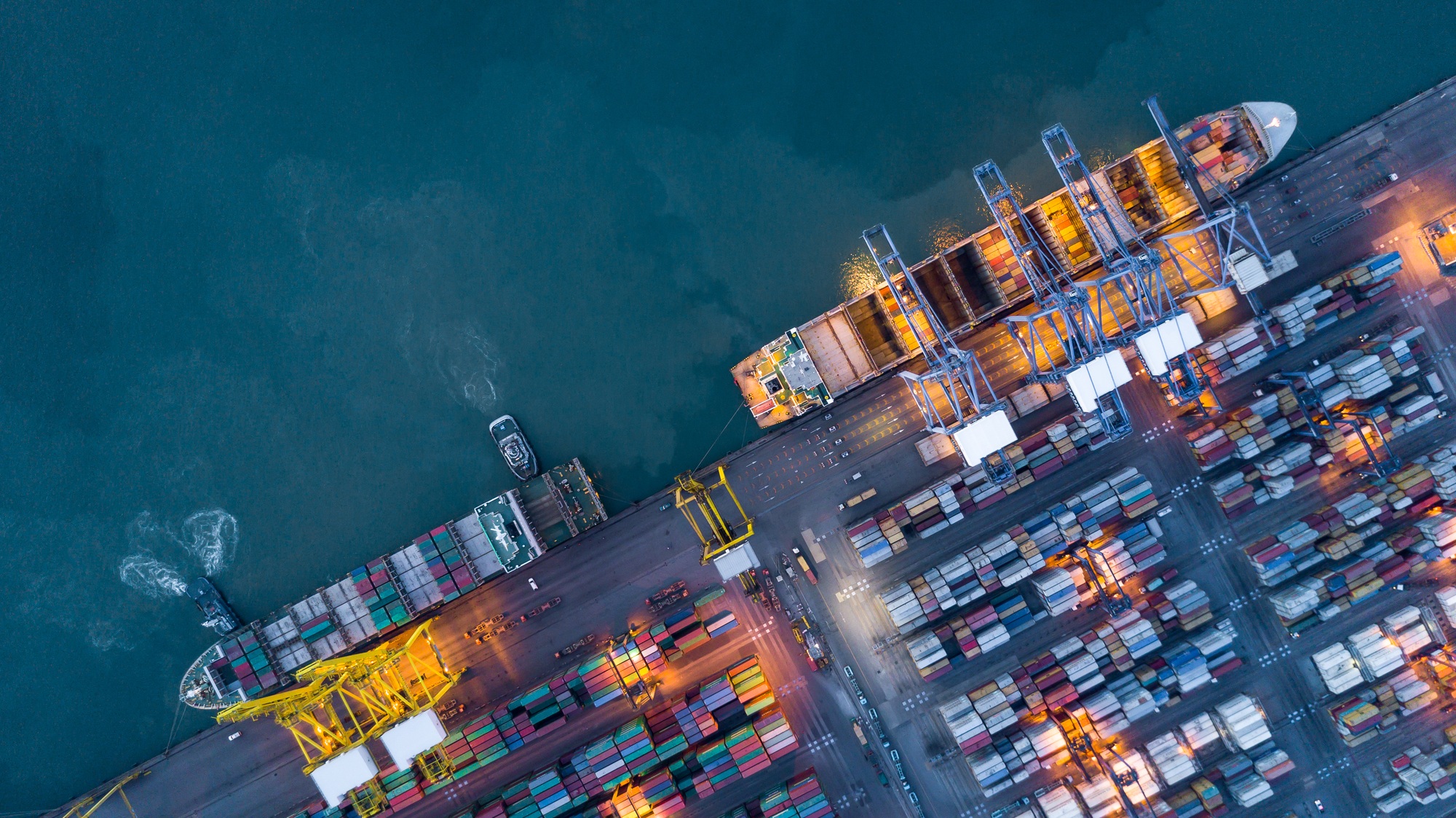 Aerial view container cargo ship sea freight shipping, Global business industry import export.