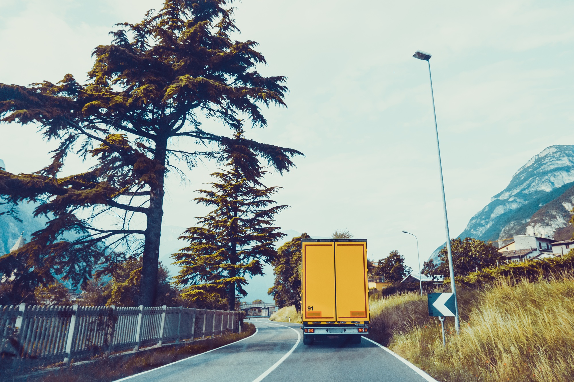 Cargo truck on the mountain. truck on road. Cargo transportation