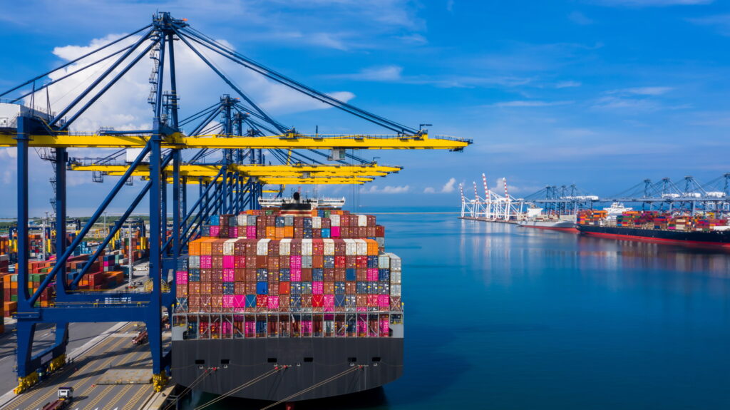 Container ship cargo freight shipping, Global business logistic import export commercial logistic.